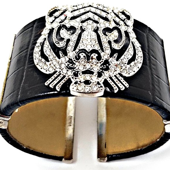 Women's Designer Leather Wrist Cuff Bracelet - Picture 2 of 4